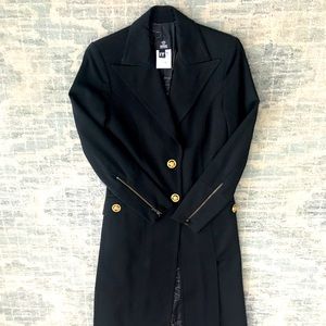 Versace black wool floor length coat
